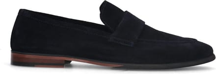Manfield - Heren - Blauwe suède loafers - Maat 42