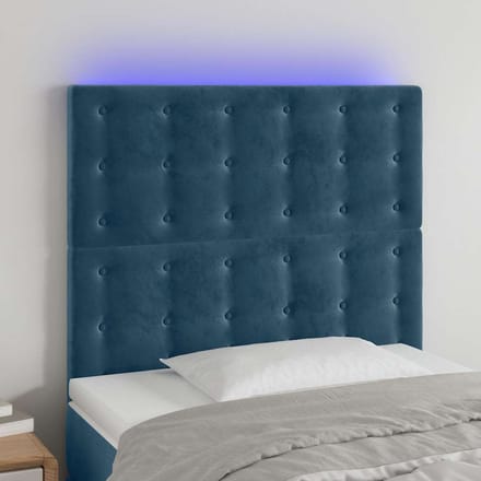 vidaXL - Hoofdbord - LED - 90x5x118/128 - cm - fluweel - donkerblauw
