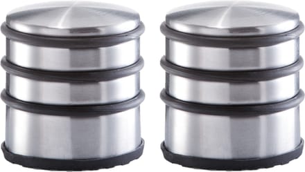 Zeller RVS deurstopper rond - Set van 2x stuks - 6,5 x 7 cm - Deurstop - 1,15 kg