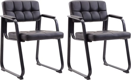 CLP Canada B Set van 2 eetkamerstoelen - met armleuning - Zwart Frame - Kunstleer - zwart