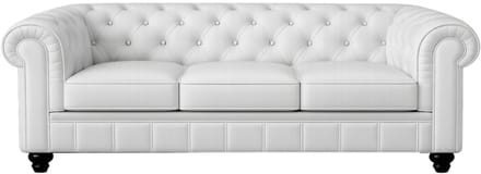 Chesterfield Bank - 3 Zits - Wit - Leer - Sofa