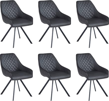 Colenis® - Elias Eetkamerstoel - Set Van 6 - Antraciet - Microfiber Stof - 180° draaibaar