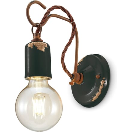 Ferroluce C665 wandlamp in vintage stijl zwart