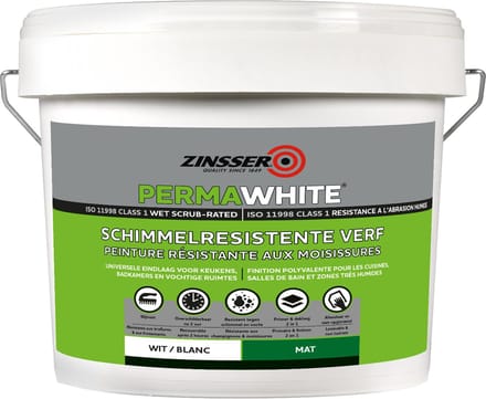 Zinsser Permawhite Mat 10 liter - Anti Schimmel Verf