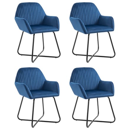 vidaXL - Eetkamerstoelen - 4 - st - fluweel - blauw