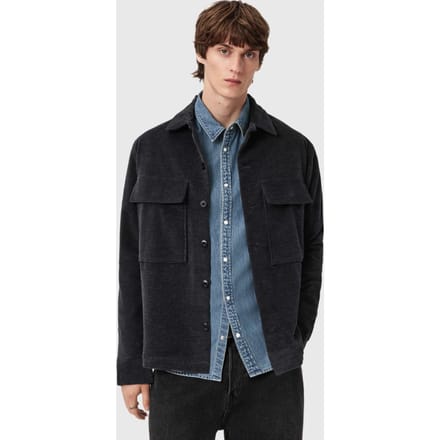 AllSaints Hawker Ls Shirt Night Sky Blue Größe: M | Casual hemden Outlet | Herren | Schwarz