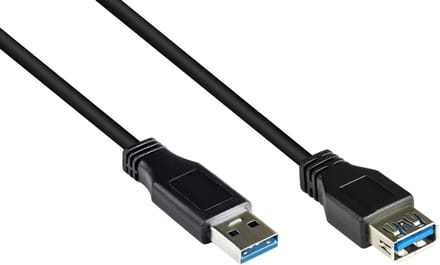 USB naar USB verlengkabel - USB3.0 - tot 0,9A / zwart - 3 meter