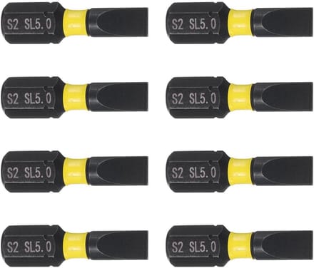 Dailygoods- Schroevendraaier Bits 8 Stuks - Magnetische Platte Kop - S2 Staal - 1/4" Hex Shank - 25mm Lengte - Hoge Hardheid