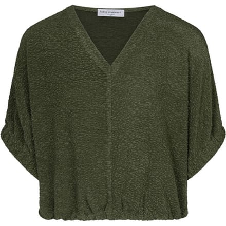 Lofty Manner groene dames t-shirt   V-hals   Regular fit   Geen zakken   Structuur patroon   Korte mouw Groen M