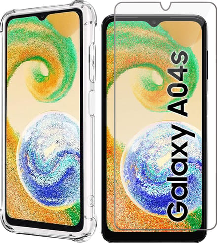 Hoesje geschikt voor Samsung Galaxy A04s / A13 5G - Screen Protector GlassGuard - Back Cover Case ShockGuard Transparant & Screenprotector