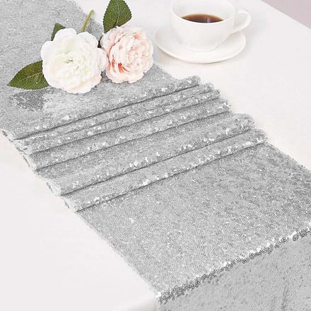 Meble odNowa - Tafelloper - Boho - Cekinrood - Zilver - 30x275 cm