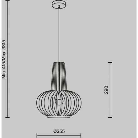 Hanglamp Maytoni Roots, Ø 25 cm, hoogte 29 cm, hout/zwart