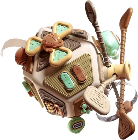 Baby Sensorische Kubus - Interactief Speelgoed - Vroeg Leren - Stimuleert Zintuigen - 22 cm - Stofkleur