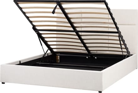 LAGORD - Bed met opbergruimte - Off-white - 160 x 200 cm - Polyester