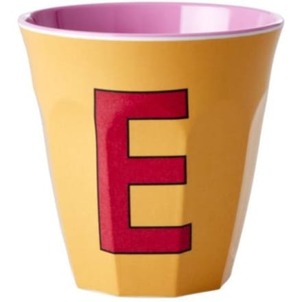 Rice melamine beker medium letter e abrikoos