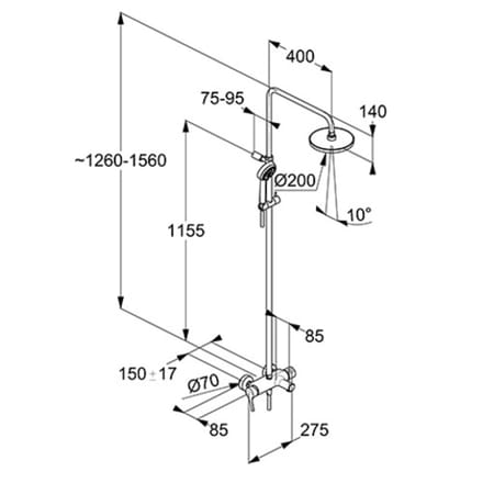 Kludi Logo single lever mixer Dual Shower System with bath spout 6808305-00