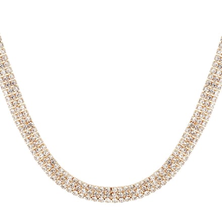 Bijoutheek Collier 3 Rijen Kristallen Stenen Goud