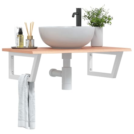 vidaXL - Badkamer - wandschap - staal - en - massief - eikenhout