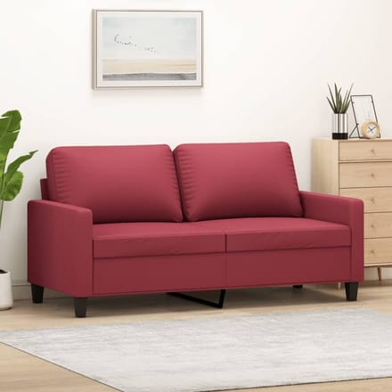 vidaXL - Tweezitsbank - 140 - cm - kunstleer - wijnrood