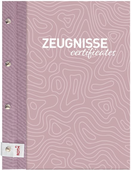 Roze certificaatmap met oogjesriem 'Dusty Rose'