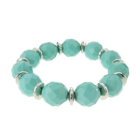 Behave - Elastische armband met turquoise kralen - zomerse look - 16,5 cm