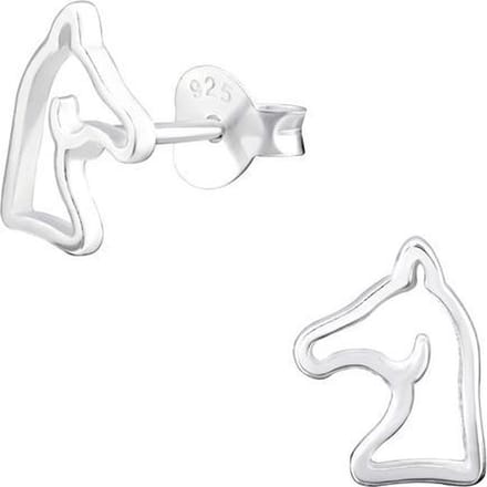 Princess Oorbellen Horse 2 - 925 Zilver E-Coating - Paard - 6x9mm