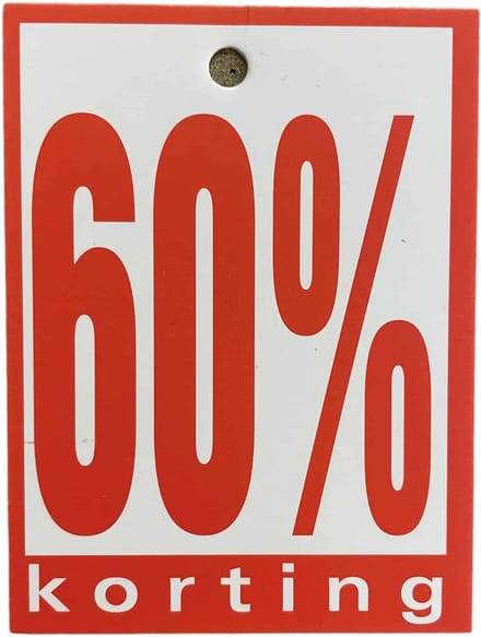 Prijskaartjes 60% korting per 100 stk.