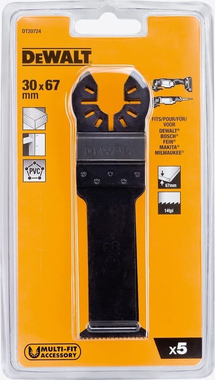 DeWALT DT20724 Multitool Zaagblad HCS tbv Hard Hout 31x67mm VE=5