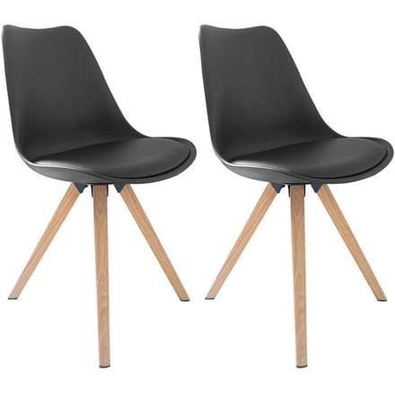 BYLIVING 2 stoelen Kira (Zwart/eiken)