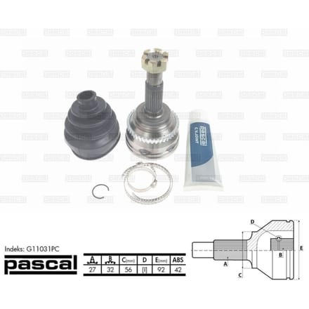 Homokineet reparatie set, aandrijfas PASCAL G11031PC