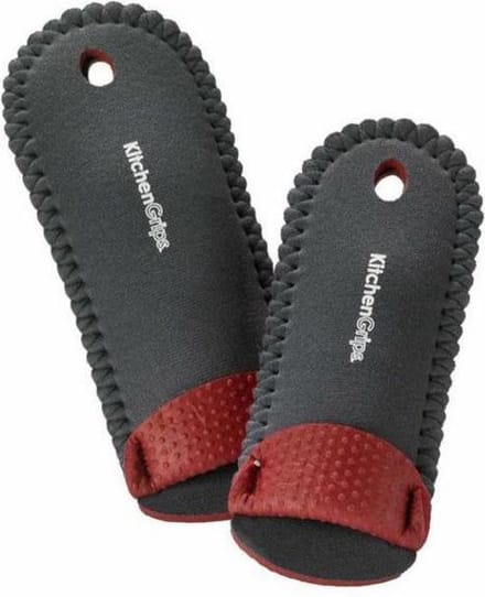 KitchenGrips - FLXAprene pannenlap - pannenhouder - neopreen - set 2 stuks - grijs/rood
