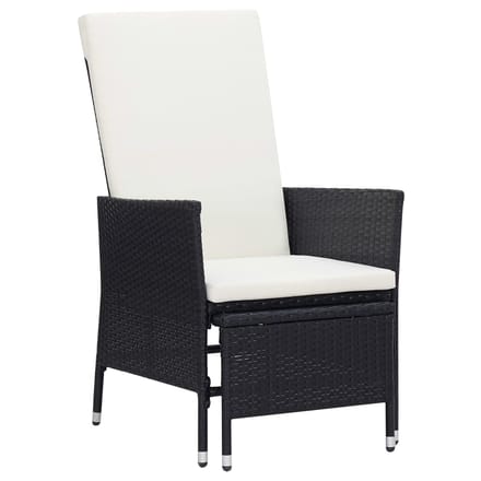 vidaXL - Tuinstoel - verstelbaar - met - kussens - poly - rattan - zwart
