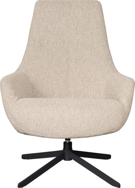 Draaifauteuil Solva - Textiel / Metaal - Beige Gemêleerd / Zwart - 74x100x82 cm (BxHxD)