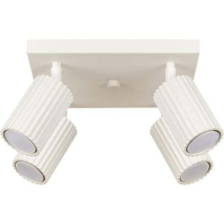 Plafondlamp KARBON 4 met geribbelde spots op compacte basis - Sollux Lighting - IP20 - Beige aluminium behuizing - 25 x 25 x 16.5 cm - 4 x GU10 LED, exclusief lichtbron - 4 x 10 W - Minimalistische plafondlamp voor woonkamer, slaapkamer en eetkamer