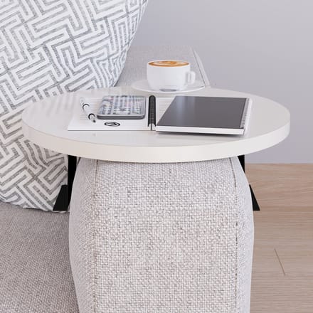 Dienblad armleuning Kuleskyd rond Ø34 cm creme [en.casa]