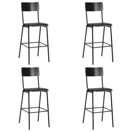vidaXL - Barstoelen - 4 - st - massief - multiplex - staal - zwart