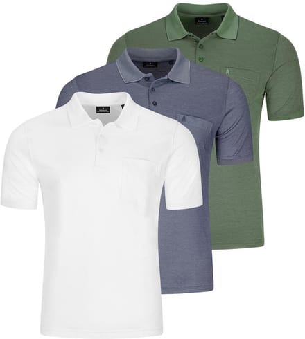RAGMAN Heren poloshirt 3 pack Basic
