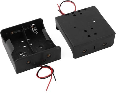 Batterij Houder - D Cel - Apparaten Voeden - 2 Stuks Set - 7 x 7 x 3.1cm - Zwart