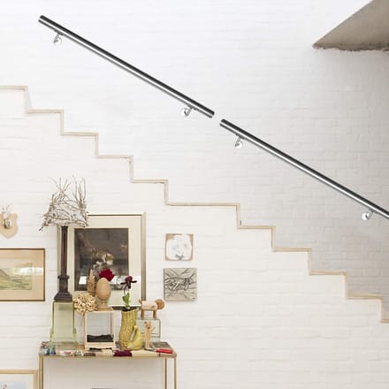 RVS Leuning 150 cm Geborsteld | Wandsteun voor Binnen en Buiten