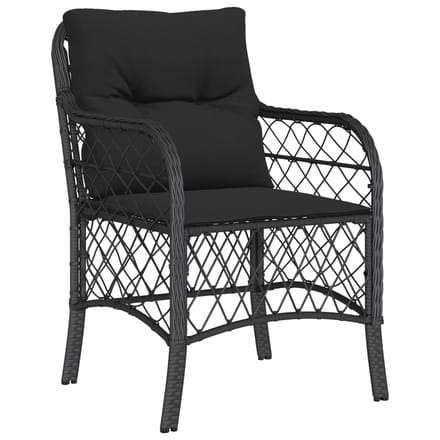 vidaXL - 3-delige - Bistroset - met - kussens - poly - rattan - zwart