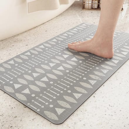 Antislip Boho Badmat 44 x 76 cm - Sneldrogend en Absorberend - Grijs