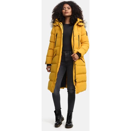 Marikoo dames winterjas – Schneesternchen, lang met capuchon & imitatiebontkraag
