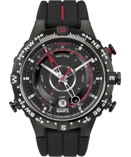Timex Tide/Temp/Compass T2N720 Horloge - Siliconen - Zwart - Ø 45 mm