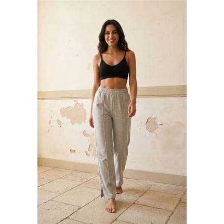 Hoge taille wijde been gebreide joggingsbroek