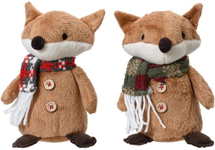 Decoris - Vos Staand Kerst - Set van 2 - H15 cm