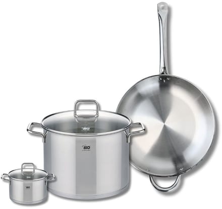 Set van 1 Koekenpan 32 cm en 2 kookpotten 12 en 26 cm Elo Profi Citrin