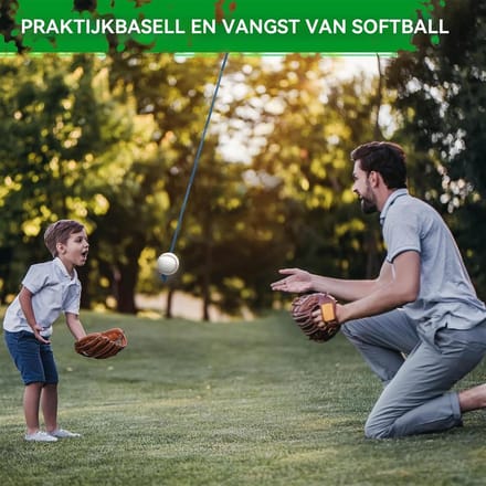 Slag Trainer Baseball - Softbal Oefenaccessoires - Effectief Trainen - Draagbare Oplossing - 3 Meter Touw - Zwart