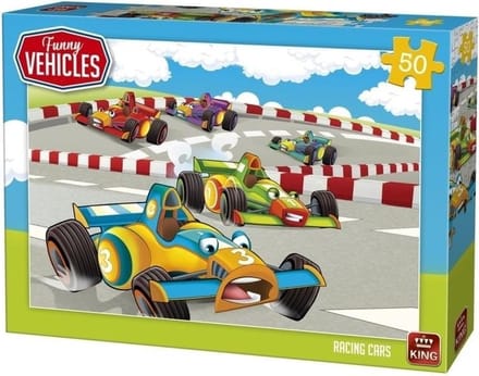 King Kinderpuzzel Racing Cars 50 Stuks 24,5 X 17 Cm