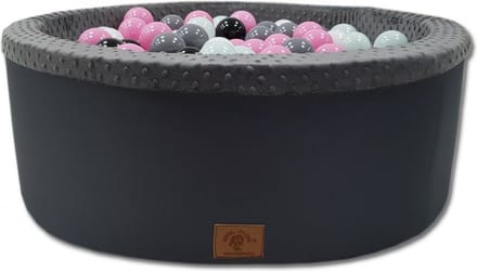 Ballenbak met 200 ballen - roze, wit, grijs & zwart - 90 cm diameter - grafiet