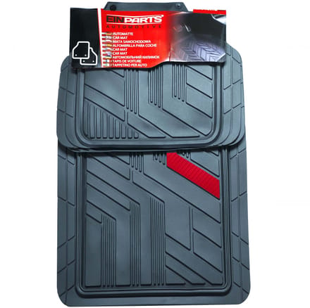 Einparts Rubberen Automatten Set Van 4 Pvc Met Rode Strepen